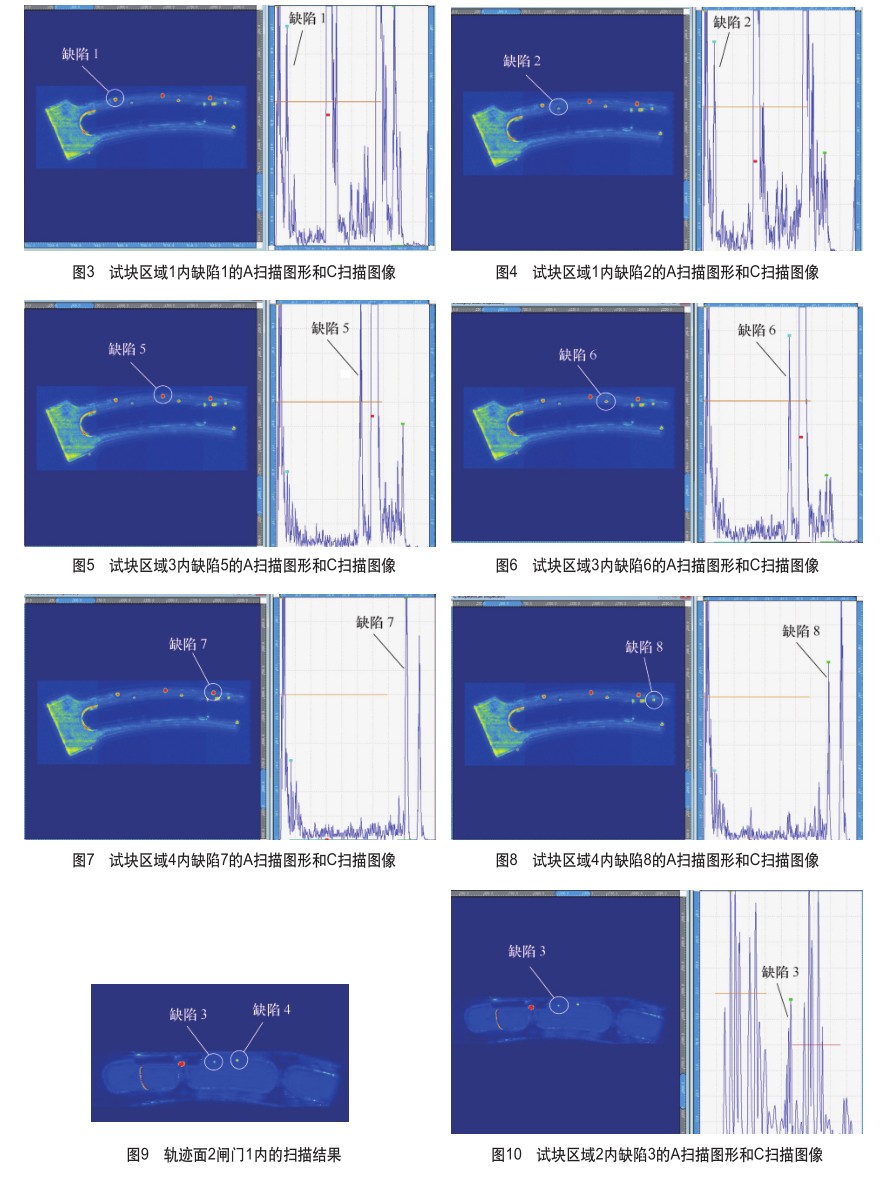 每個(gè)缺陷對應(yīng)的A掃描圖形和C掃描圖像結(jié)果 每個(gè)缺陷對應(yīng)的A掃描圖形和C掃描圖像結(jié)果